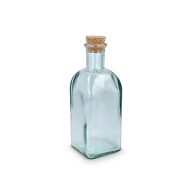 InSideOut Square Recycelte Glaswasserflasche ReuuZ mit Korkverschluss 500ml - Transparent bedrucken, Art.-Nr. LT57015-N0004
