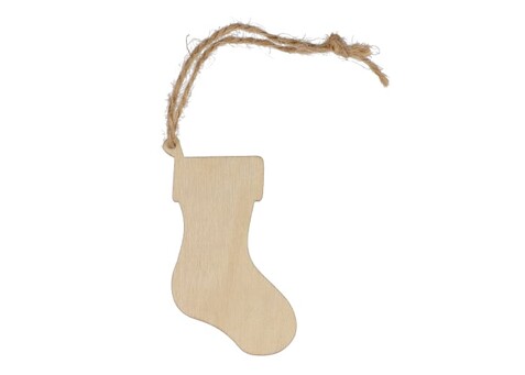 Strumpfförmiges Weihnachtsornament aus Holz - Natur bedrucken, Art.-Nr. LT90282-N0094