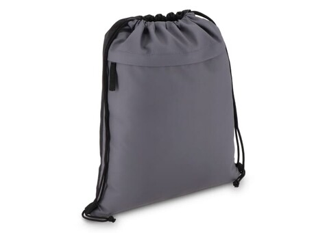 PU-beschichtete R-PET 600D Kordeltasche 33 x 42 cm - Grau bedrucken, Art.-Nr. LT91394-N0061