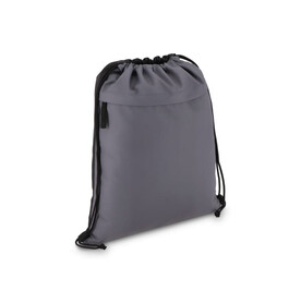 PU-beschichtete R-PET 600D Kordeltasche 33 x 42 cm - Grau bedrucken, Art.-Nr. LT91394-N0061