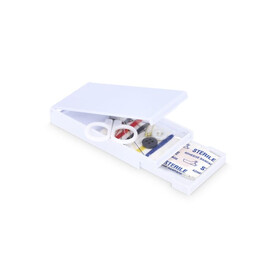 Reise-Näh- und Pflasterset in PP-Box - Weiss bedrucken, Art.-Nr. LT92731-N0001