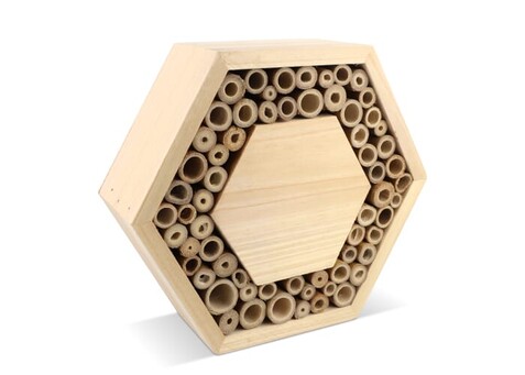 Bienenhaus aus FSC-Holz, sechseckig - Natur bedrucken, Art.-Nr. LT94570-N0094 Bienenhaus aus FSC-Holz, sechseckig - Natur bedrucken, Art.-Nr. LT94570-N0094