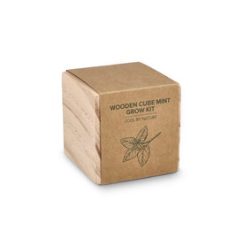 FSC-Holzpflanzgefäß-Set – Mint - Natur bedrucken, Art.-Nr. LT94574-N0094