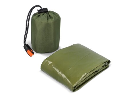 2-in-1-Thermoponcho für Outdoor Notfälle - Dried Green bedrucken, Art.-Nr. LT94581-N0049 2-in-1-Thermoponcho für Outdoor Notfälle - Dried Green bedrucken, Art.-Nr. LT94581-N0049