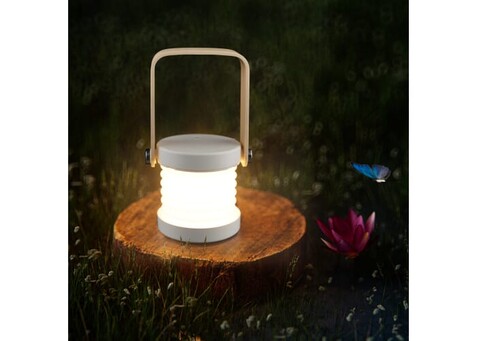 Coollux Multifunktions-LED-Lampe mit Bambusgriff - Weiss bedrucken, Art.-Nr. LT40724-N0001