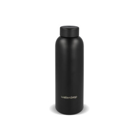 Waterdrop Edelstahlflasche mit Stahldeckel 600 ml - Schwarz bedrucken, Art.-Nr. LT47001-N0002
