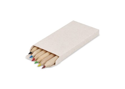 6 Buntstifte in einer Schachtel aus recyceltem Milchkarton - Ecru bedrucken, Art.-Nr. LT91520-N0054