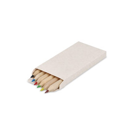 6 Buntstifte in einer Schachtel aus recyceltem Milchkarton - Ecru bedrucken, Art.-Nr. LT91520-N0054