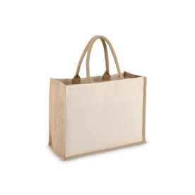 Jute-Baumwolle Tragetasche OEKO-TEX® 42,5 x 19 x 32cm 320g/m² - Beige bedrucken, Art.-Nr. LT95372-N0055