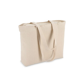 Baumwoll-Tragetasche mit Reißverschluss OEKO-TEX® 47 x 11 x 35cm 320g/m² - Ecru bedrucken, Art.-Nr. LT95384-N0054
