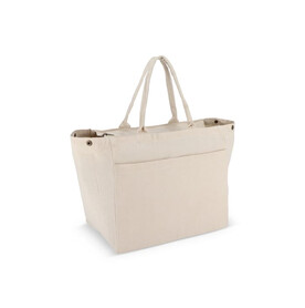 Baumwoll-Tragetasche mit Reißverschluss OEKO-TEX® 39 x 24 x 34cm 320g/m² - Ecru bedrucken, Art.-Nr. LT95387-N0054