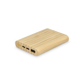 Powerbank Bamboo 5000 mAh - Natur bedrucken, Art.-Nr. LT95513-N0094