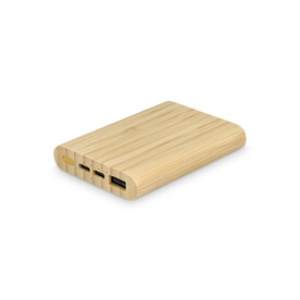 Powerbank Bamboo 5000 mAh - Natur bedrucken, Art.-Nr. LT95513-N0094
