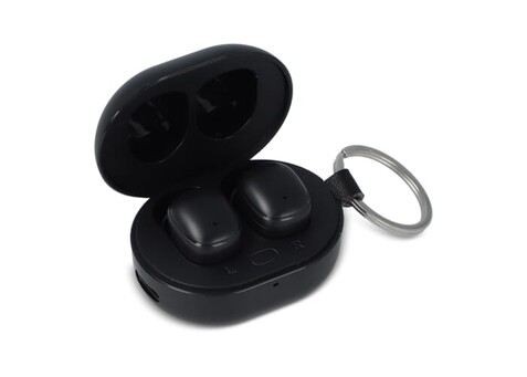 Mini Wireless Earbuds Schlüsselbundgröße - Schwarz bedrucken, Art.-Nr. LT95602-N0002