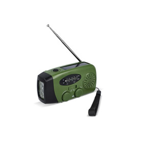 SafeSound Notfallradio mit Solar und Handaufzug - Dunkelgrün bedrucken, Art.-Nr. LT95607-N0030