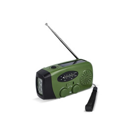 SafeSound Notfallradio mit Solar und Handaufzug - Dunkelgrün bedrucken, Art.-Nr. LT95607-N0030