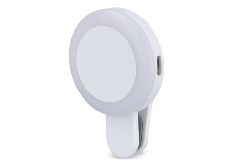 Universelle tragbare Selfie-LED-Leuchte mit 3 Helligkeitsstufen - Weiss bedrucken, Art.-Nr. LT95662-N0001