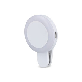 Universelle tragbare Selfie-LED-Leuchte mit 3 Helligkeitsstufen - Weiss bedrucken, Art.-Nr. LT95662-N0001