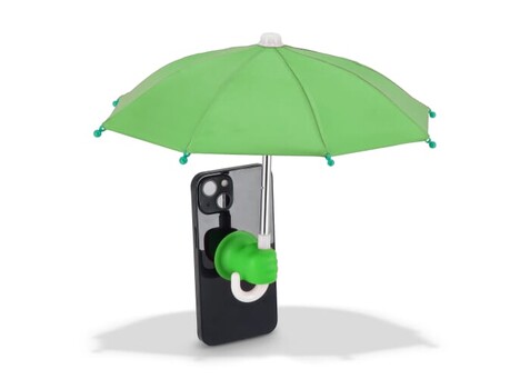 Telefon-Regenschirm mit Saugnapfhalterung - Grün bedrucken, Art.-Nr. LT97123-N0031