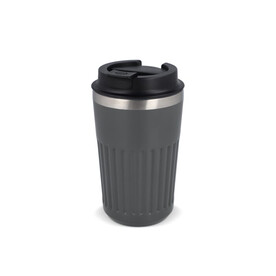 Recycelter Edelstahl-Thermobecher für Kaffee zum Mitnehmen, 400 ml - Grau bedrucken, Art.-Nr. LT98698-N0061