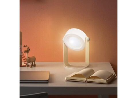 Coollux Multifunktions-LED-Lampe mit Bambusgriff - Weiss bedrucken, Art.-Nr. LT40724-N0001