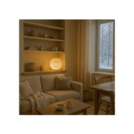 Coollux faltbare, von Origami inspirierte Papier-LED-Lampe Luna 25cm - Natur bedrucken, Art.-Nr. LT40727-N0094