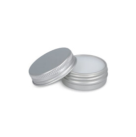 Runde Lippenbalsam-Dose aus recyceltem Aluminium - Silber bedrucken, Art.-Nr. LT90488-N0005