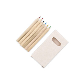 6 Buntstifte in einer Schachtel aus recyceltem Milchkarton - Ecru bedrucken, Art.-Nr. LT91520-N0054