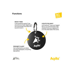 Aqiila Tagbird – Fahrradklingel mit wasserdichter Smartfinder - Schwarz bedrucken, Art.-Nr. LT45202-N0002