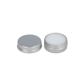 Runde Lippenbalsam-Dose aus recyceltem Aluminium - Silber bedrucken, Art.-Nr. LT90488-N0005