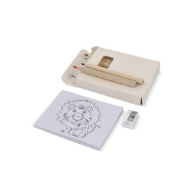 8-teiliges Malset in einer Schachtel aus recyceltem Milchkarton - Ecru bedrucken, Art.-Nr. LT91522-N0054
