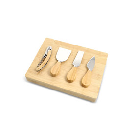4er-Set für Käse und Wein aus Bambus - Natur bedrucken, Art.-Nr. LT94495-N0094