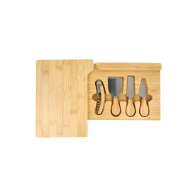 4er-Set für Käse und Wein aus Bambus - Natur bedrucken, Art.-Nr. LT94495-N0094