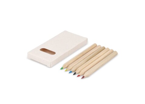 6 Buntstifte in einer Schachtel aus recyceltem Milchkarton - Ecru bedrucken, Art.-Nr. LT91520-N0054