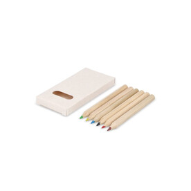 6 Buntstifte in einer Schachtel aus recyceltem Milchkarton - Ecru bedrucken, Art.-Nr. LT91520-N0054