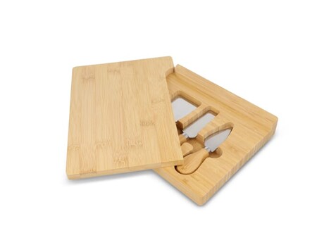 4er-Set für Käse und Wein aus Bambus - Natur bedrucken, Art.-Nr. LT94495-N0094 4er-Set für Käse und Wein aus Bambus - Natur bedrucken, Art.-Nr. LT94495-N0094