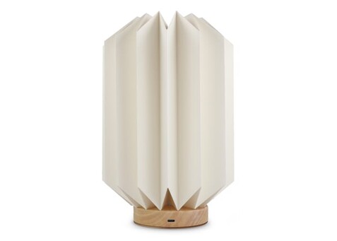 Coollux faltbare Papier-LED-Lampe Eos auf Holzsockel, 25 cm (Briefkastengröße) - Natur bedrucken, Art.-Nr. LT40728-N0094