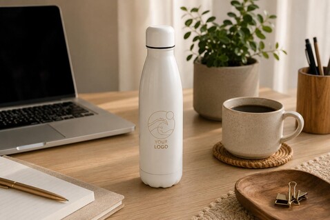 Recycelte Trinkflasche 700 ml Breeze – Weiß bedrucken, Art.-Nr. 002999999_1436204