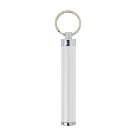 Schlüsselanhänger mit Taschenlampe Zola – Weiß bedrucken, Art.-Nr. 002999999_8297