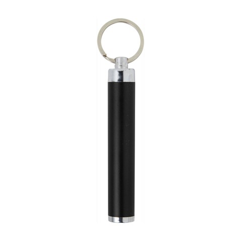 Schlüsselanhänger mit Taschenlampe Zola – Schwarz bedrucken, Art.-Nr. 001999999_8297
