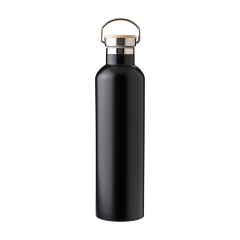 Doppelwandige Flasche Damien | 1 l – Schwarz bedrucken, Art.-Nr. 001999999_966256
