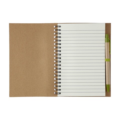 Notizbuch Stella | Recycelter Karton | Liniert | Kugelschreiber – Hellgrün bedrucken, Art.-Nr. 029999999_1454586