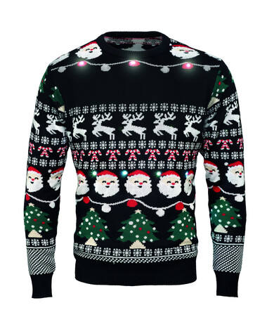 Weihnachts-LED-Pullover L/XL - Schwarz bedrucken, Art.-Nr. CX1554-03 Weihnachts-LED-Pullover L/XL - Schwarz bedrucken, Art.-Nr. CX1554-03