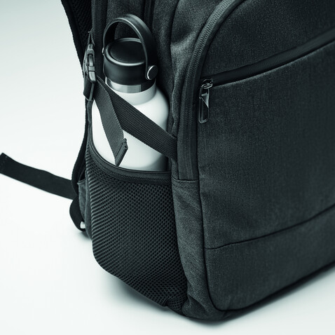 Laptop-Rucksack 600D RPET - Schwarz bedrucken, Art.-Nr. MO2047-03 Laptop-Rucksack 600D RPET - Schwarz bedrucken, Art.-Nr. MO2047-03
