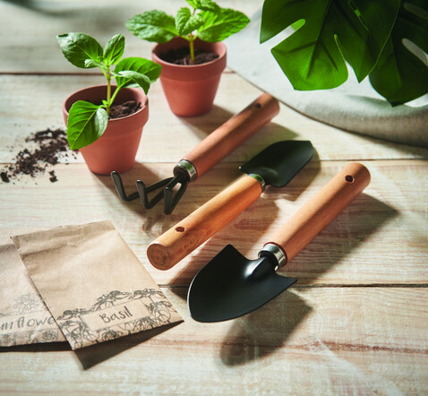 3teiliges Gartenset - Schwarz bedrucken, Art.-Nr. MO2153-03