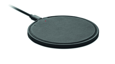 Ladestation recyceltes PU 15W - Schwarz bedrucken, Art.-Nr. MO2175-03