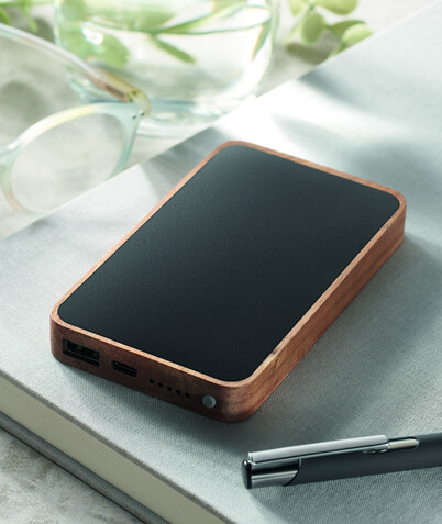 Powerbank mit Ladestation - Schwarz bedrucken, Art.-Nr. MO2185-03