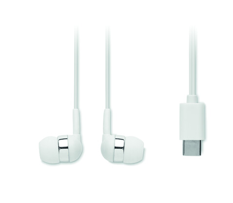 Ohrhörer mit USB-C-Anschluss - Weiß bedrucken, Art.-Nr. MO2240-06 Ohrhörer mit USB-C-Anschluss - Weiß bedrucken, Art.-Nr. MO2240-06