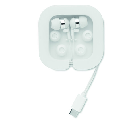 Ohrhörer mit USB-C-Anschluss - Weiß bedrucken, Art.-Nr. MO2240-06 Ohrhörer mit USB-C-Anschluss - Weiß bedrucken, Art.-Nr. MO2240-06