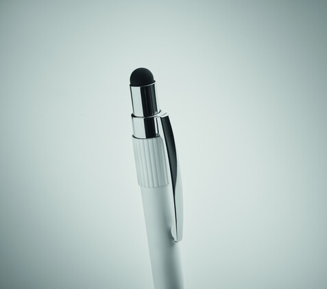 Druckkugelschreiber mit Stylus - Weiß bedrucken, Art.-Nr. MO2488-06 Druckkugelschreiber mit Stylus - Weiß bedrucken, Art.-Nr. MO2488-06